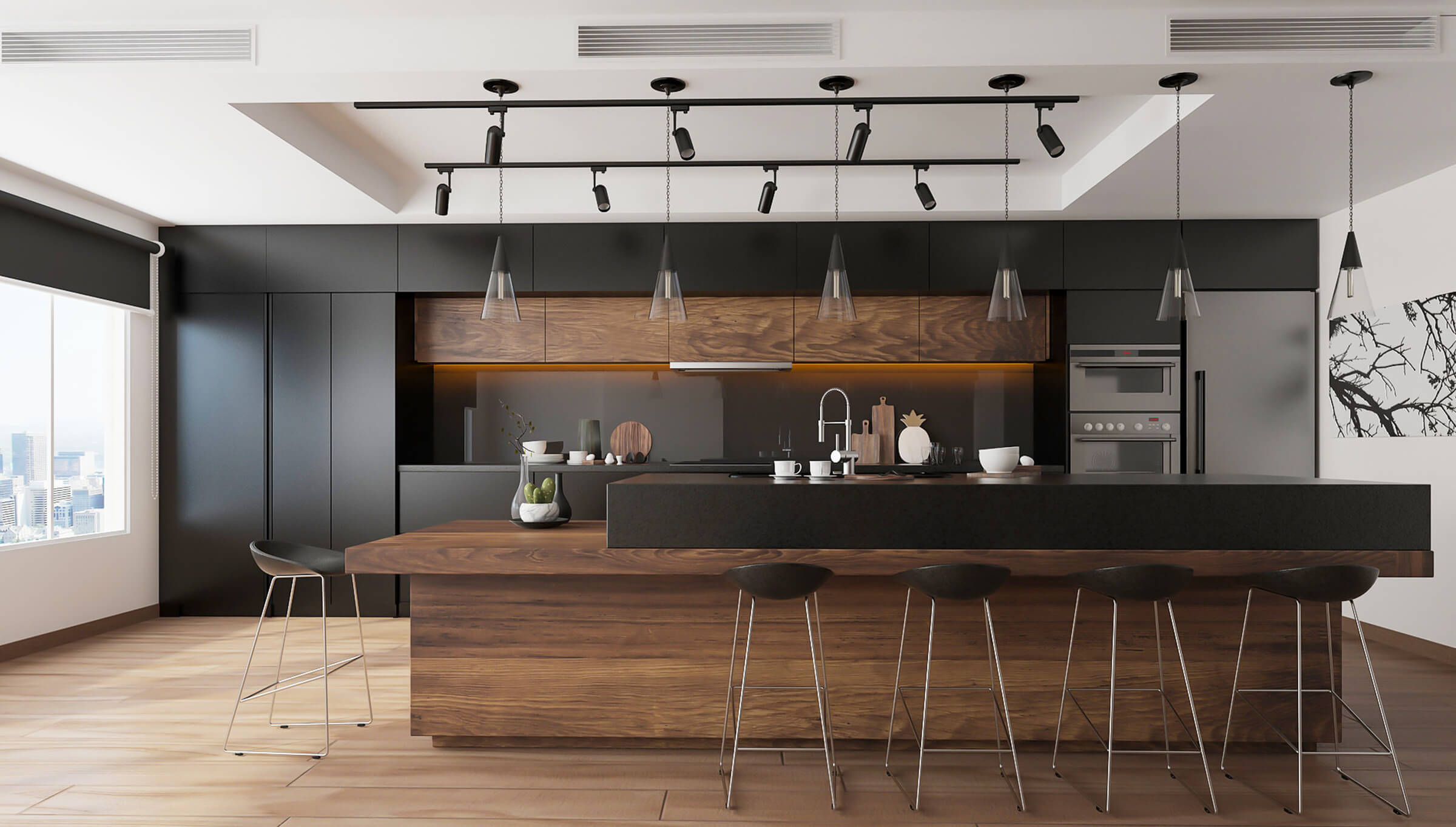 beautiful kitchen remodeling chicago, brown and black kitchen
